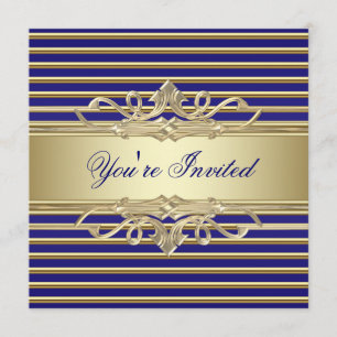 Invitaciones de fiesta elegantes de azul real y do