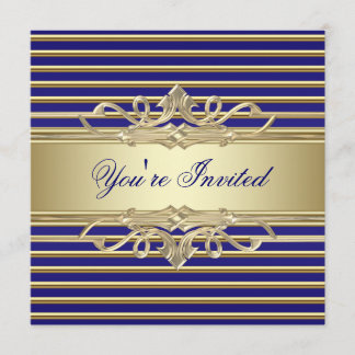 Invitaciones de fiesta elegantes de azul real y do