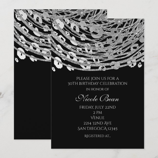 Invitaciones de fiesta exóticas con estampado de g (Anverso / Reverso)