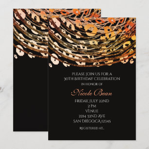 Invitaciones de fiesta exóticas de guepardo naranj