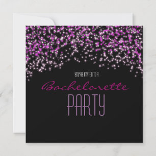 Invitaciones de fiesta Glam Black Pink Brillo Chis