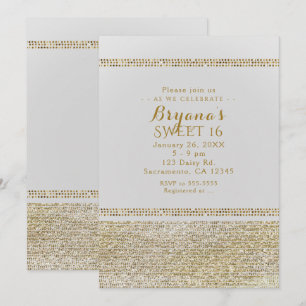 Invitaciones de fiesta glam chic de oro blanco y b