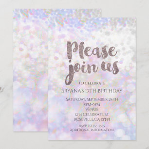 Invitaciones de fiesta Glam Iridescente Blanco Bri