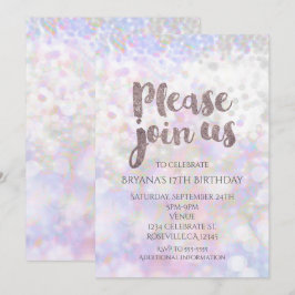 Invitaciones de fiesta glamour con brillo blanco i