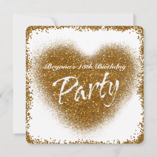 Invitaciones de fiesta glamurosas con corazón de p