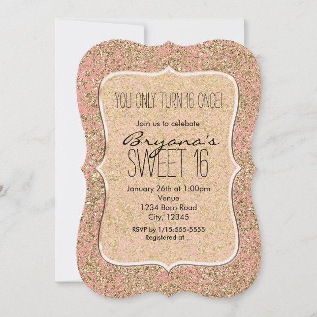 Invitaciones de fiesta glamurosas con cristal y br (Anverso)