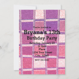 Invitaciones de fiesta glamurosas con cuadrados de