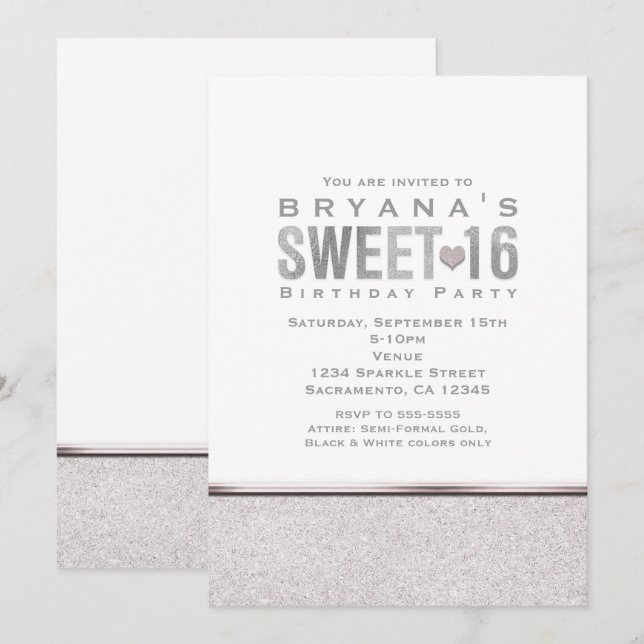Invitaciones de fiesta glamurosas con destellos pl (Anverso / Reverso)