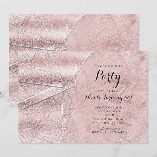 Invitaciones de fiesta glamurosas de cristal de vi (Anverso / Reverso)