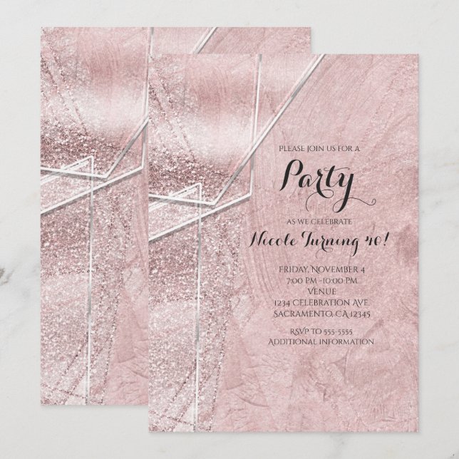 Invitaciones de fiesta glamurosas de cristal de vi (Anverso / Reverso)