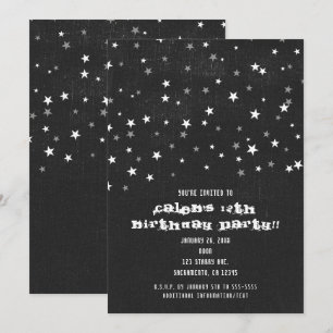 Invitaciones de fiesta grunge con estrellas de mez