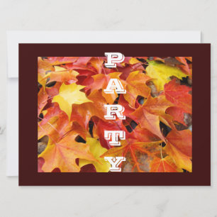 Invitaciones de fiesta Hojas de otoño Fútbol Hallo