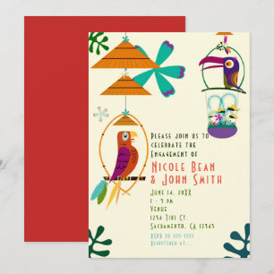 Invitaciones de fiesta Luau retro vintage de pájar