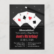 Invitaciones de fiesta mágica con cartas de juego