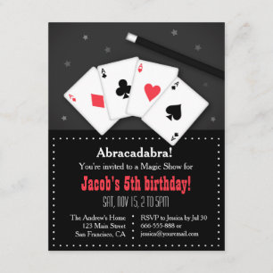 Invitaciones de fiesta mágica con cartas de juego