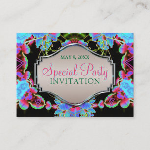 Invitaciones de fiesta mini fractales de viaje tro
