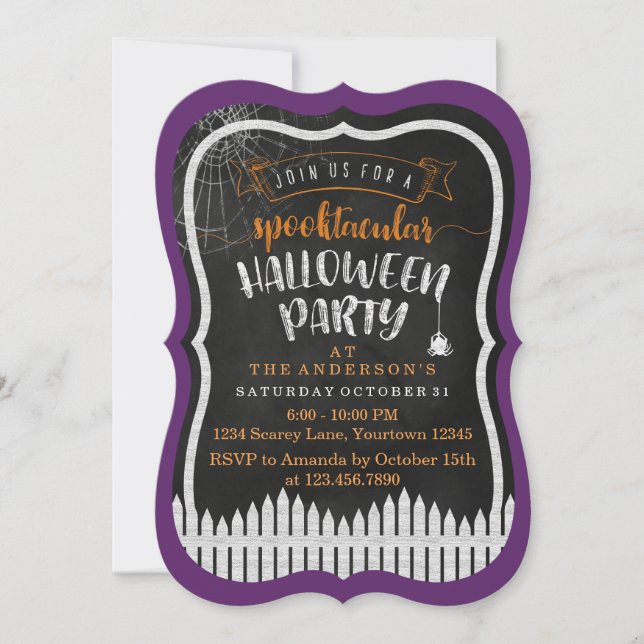 Invitaciones de fiesta moderna de Halloween en Spo (Anverso)