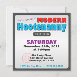 Invitaciones de fiesta moderna de Hootenanny Squar