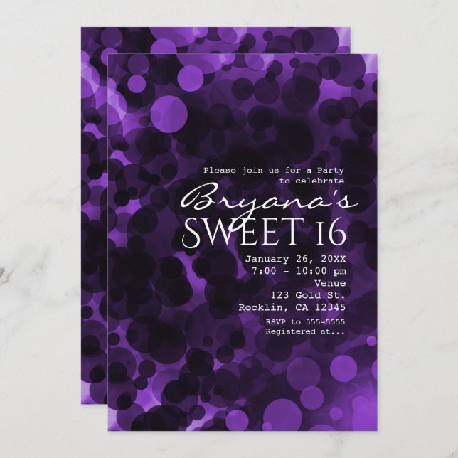 Invitaciones de fiesta modernas y elegantes con pu (Anverso / Reverso)