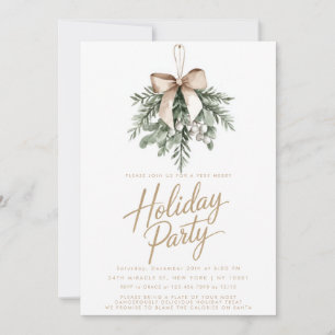 Invitaciones de fiesta navideña con lazo boho de m