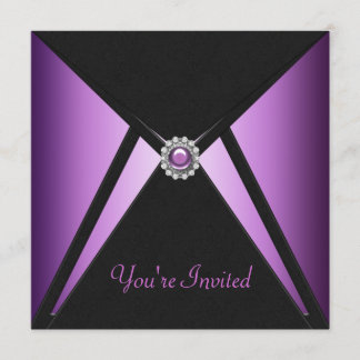 Invitaciones de fiesta negras y moradas para todas
