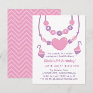 Invitaciones de fiesta para niñas para hacer joyas