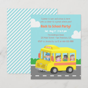 Invitaciones de fiesta para niños en autobús amari