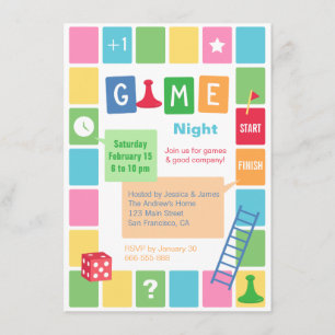 Invitaciones de fiesta para noche de juegos de mes