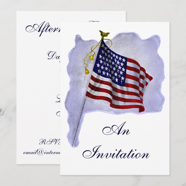 Invitaciones de fiesta personalizadas de bandera e (Anverso / Reverso)