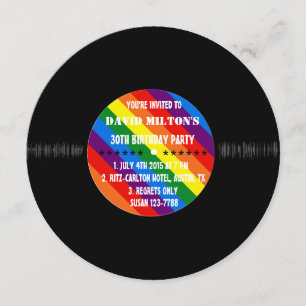 Invitaciones de fiesta personalizadas de disco de 