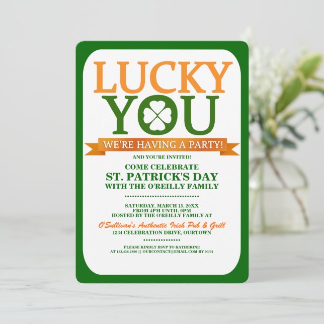 Invitaciones de fiesta por el Día de los Patrocina (Anverso de pie)
