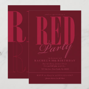 Invitaciones de fiesta rojas radiantes