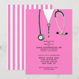 Invitaciones de fiesta rosada para graduación de e