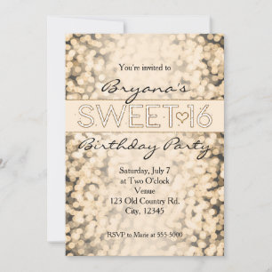 Invitaciones de fiesta SWEET 16 con luces brillant