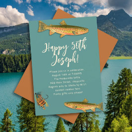 Invitaciones de fiesta temáticas de pesca de truch