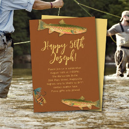 Invitaciones de fiesta temáticas de pesca de truch