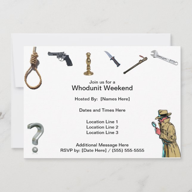 Invitaciones de fin de semana de Whodunit (Anverso)