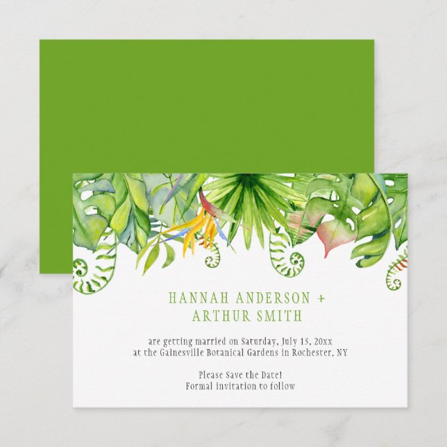 Invitaciones de Florales Tropicales para Guardar l (Anverso / Reverso)