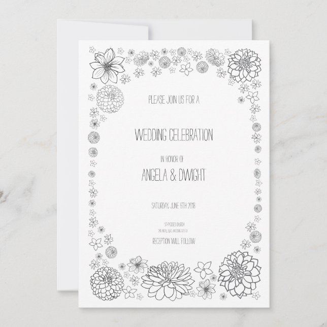 Invitaciones de flores de boda rústicas personaliz (Anverso)
