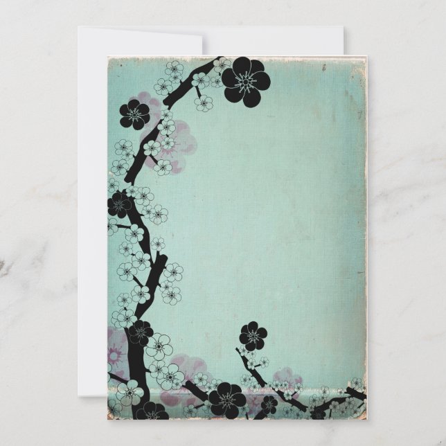 Invitaciones de flores de sakura antiguas (Anverso)