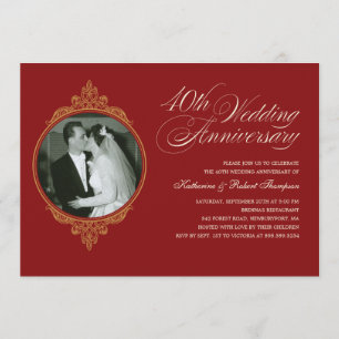 Invitaciones de foto clásicas para el 40 aniversar