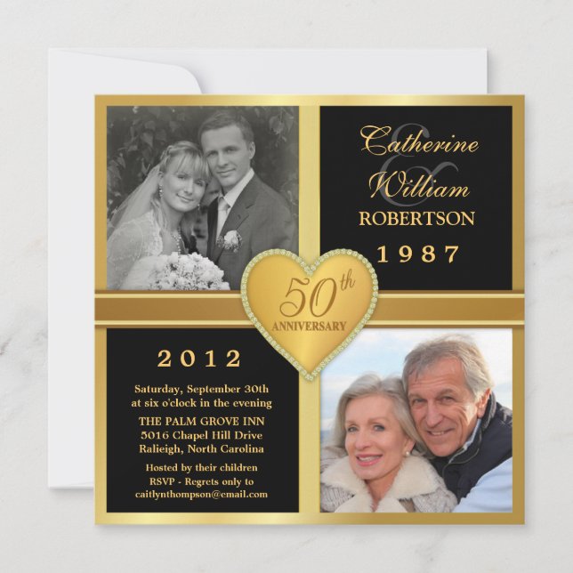 Invitaciones de Foto con Corazón Elegante para Ani (Anverso)
