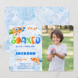 Invitaciones de Foto con Pistola de Agua Editable