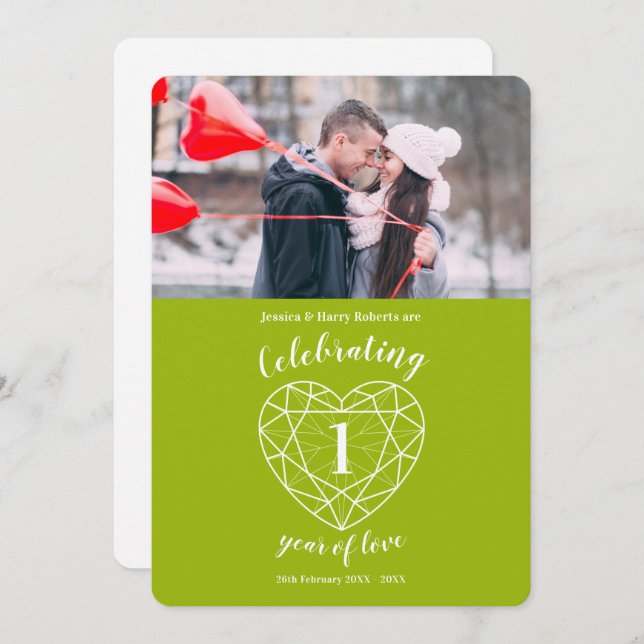 Invitaciones de foto de 1er aniversario de 1 año c (Anverso / Reverso)