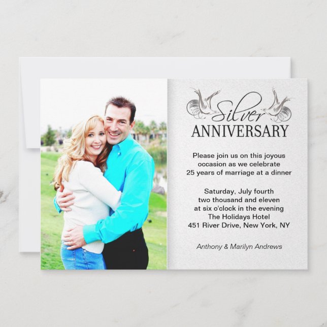 invitaciones de foto de bodas de plata 25 aniversa (Anverso)