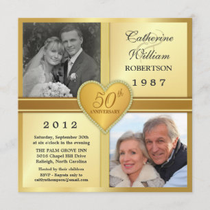 Invitaciones de Foto de Corazón Brillante del 50 A