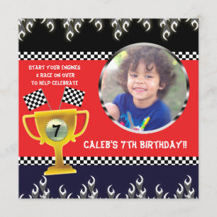 Invitaciones de foto de cumpleaños con trofeo de c