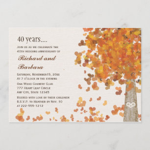 Invitaciones de Foto del 40 Aniversario de Otoño
