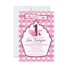Invitaciones de Foto Dulce Uno Tarjeta Plana de Ag