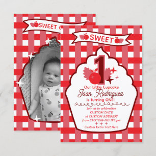 Invitaciones de Foto Dulce Uno Tarjeta Plana de Ag